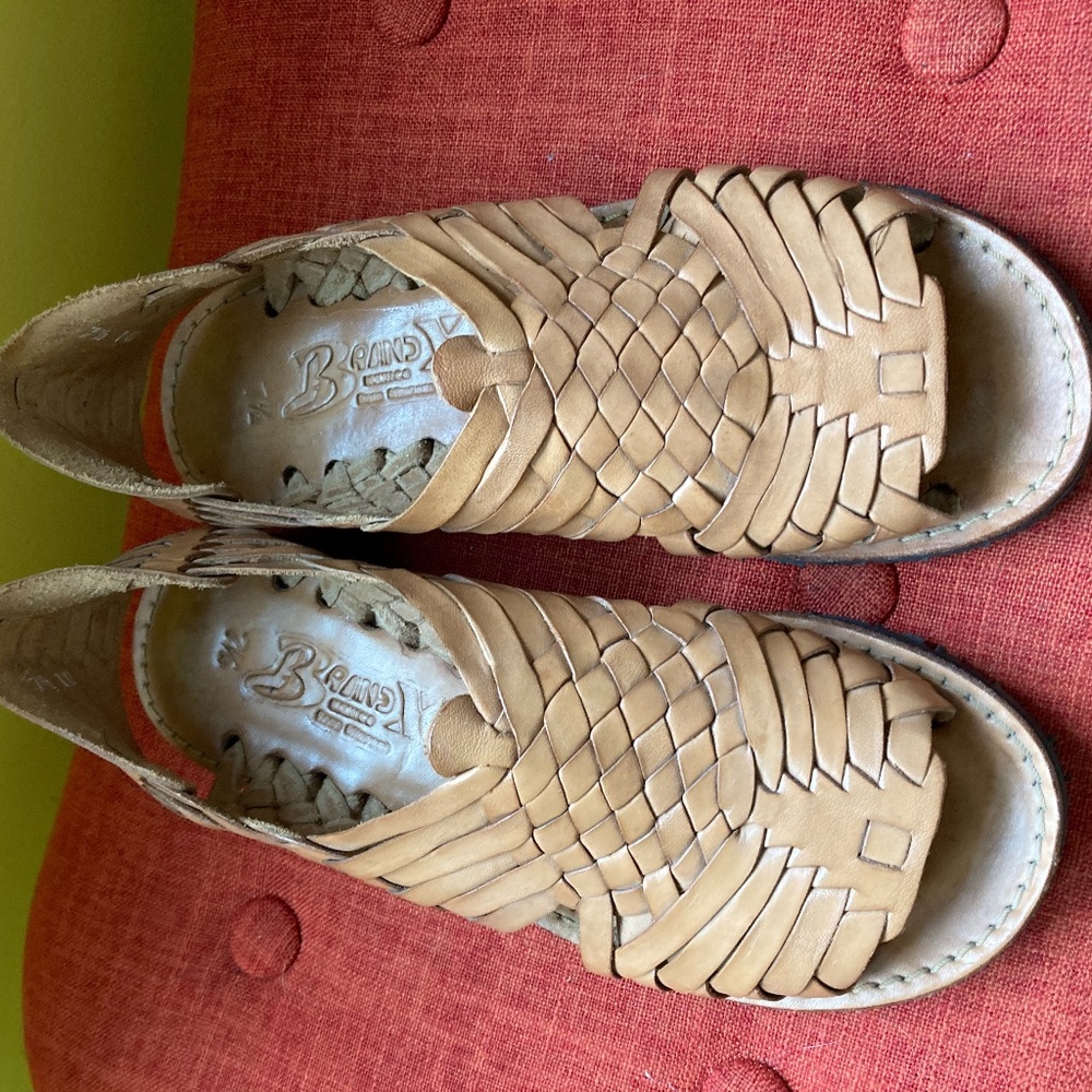 Almost new tan leather huarache sandals , 7.5